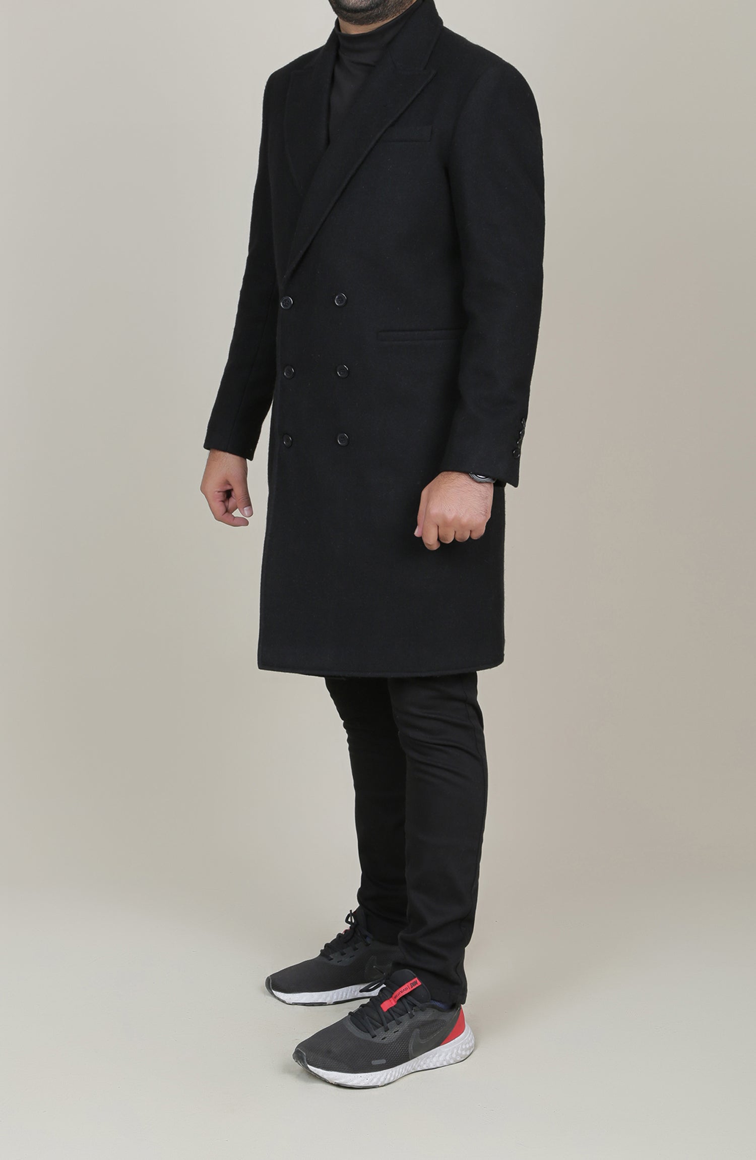 Long black wool coats sales