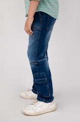 Boys Baggy Fit Cargo Jeans-BDP701125