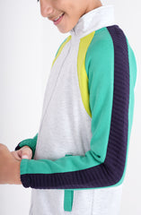 Color Block Mock Neck Zipper