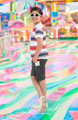 Printed Slub Jersey Striped T