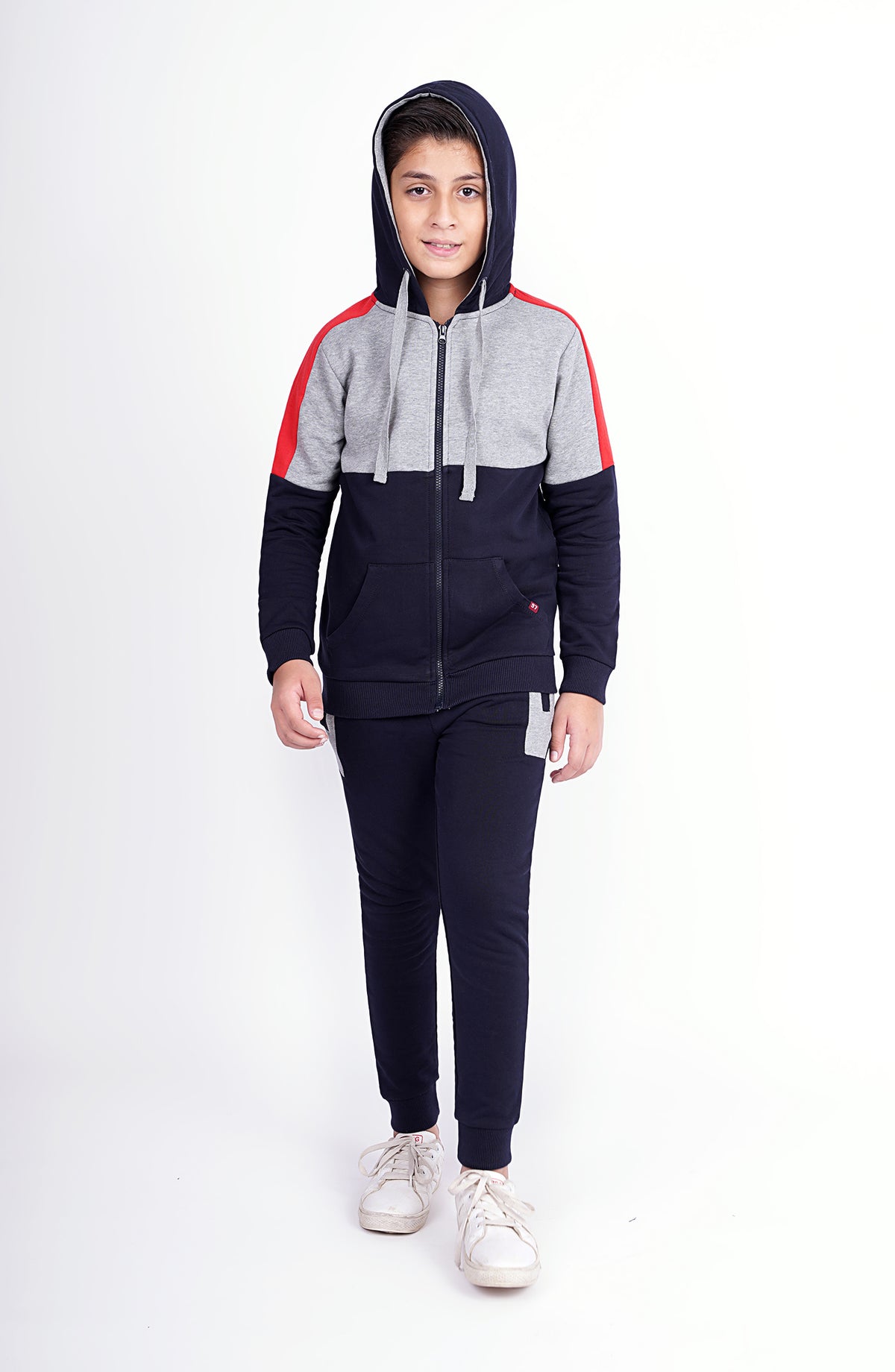 Color Block Zippier Hoodie Suit