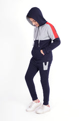Color Block Zippier Hoodie Suit