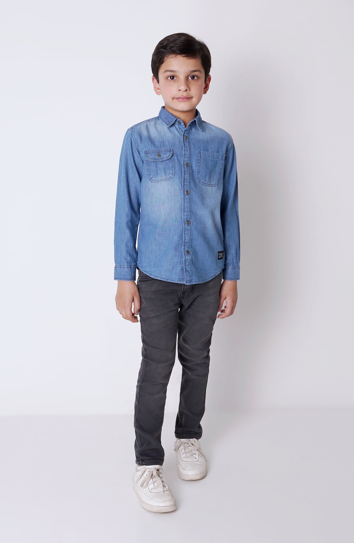 Boys Double Pocket Denim Shirt