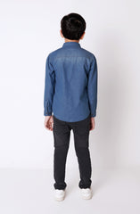 Boys Double Pocket Denim Shirt