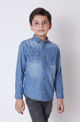 Boys Double Pocket Denim Shirt