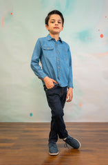 Boys Double Pocket Denim Shirt
