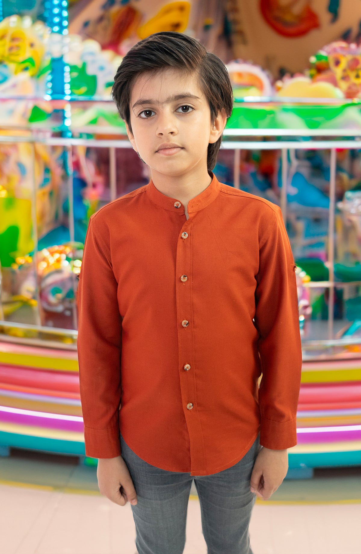 Boys Band Neck Shirt