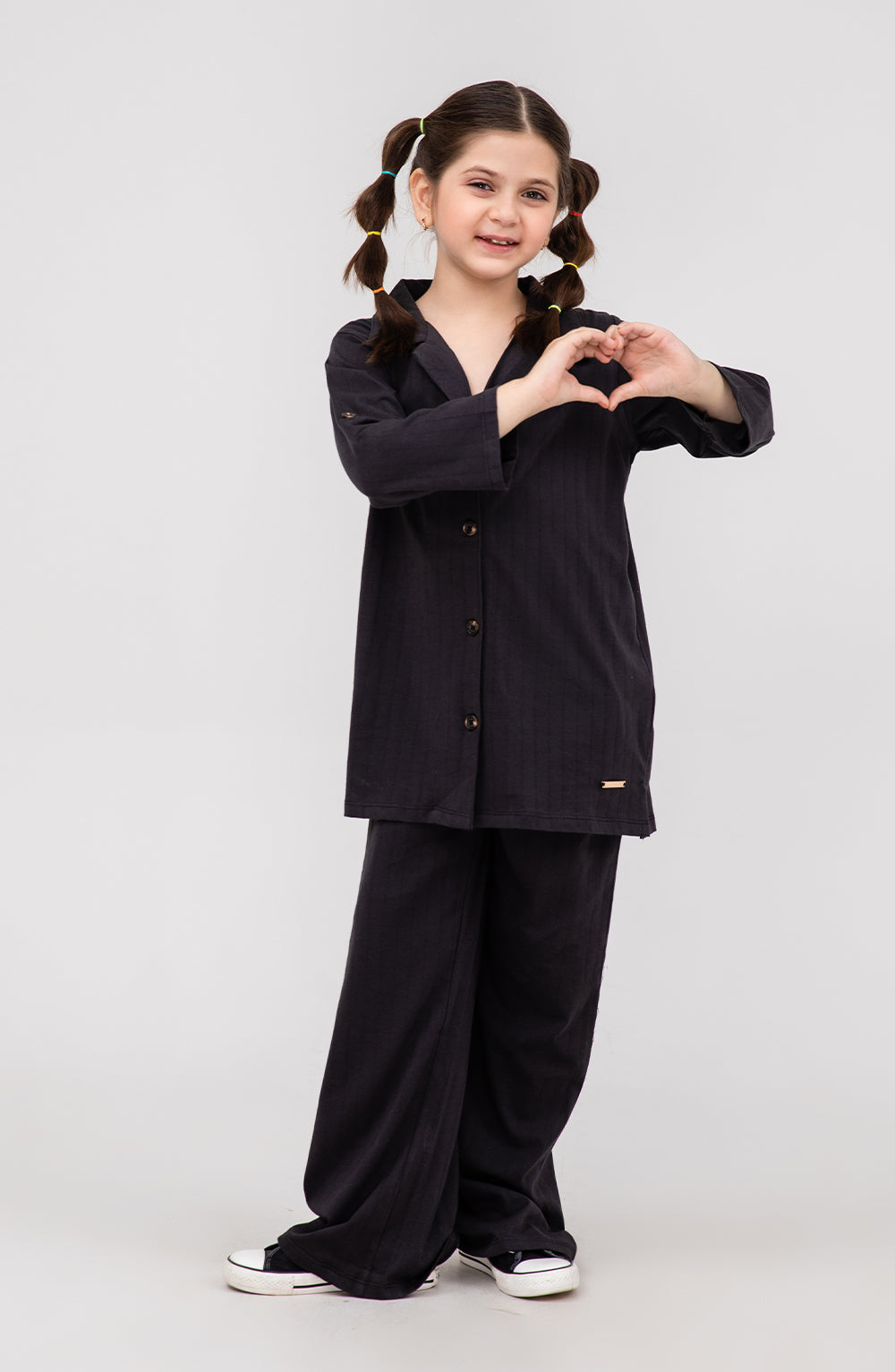 Girls Notch-Collar Top With Straight-GKC702125