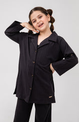 Girls Notch-Collar Top With Straight-GKC702125