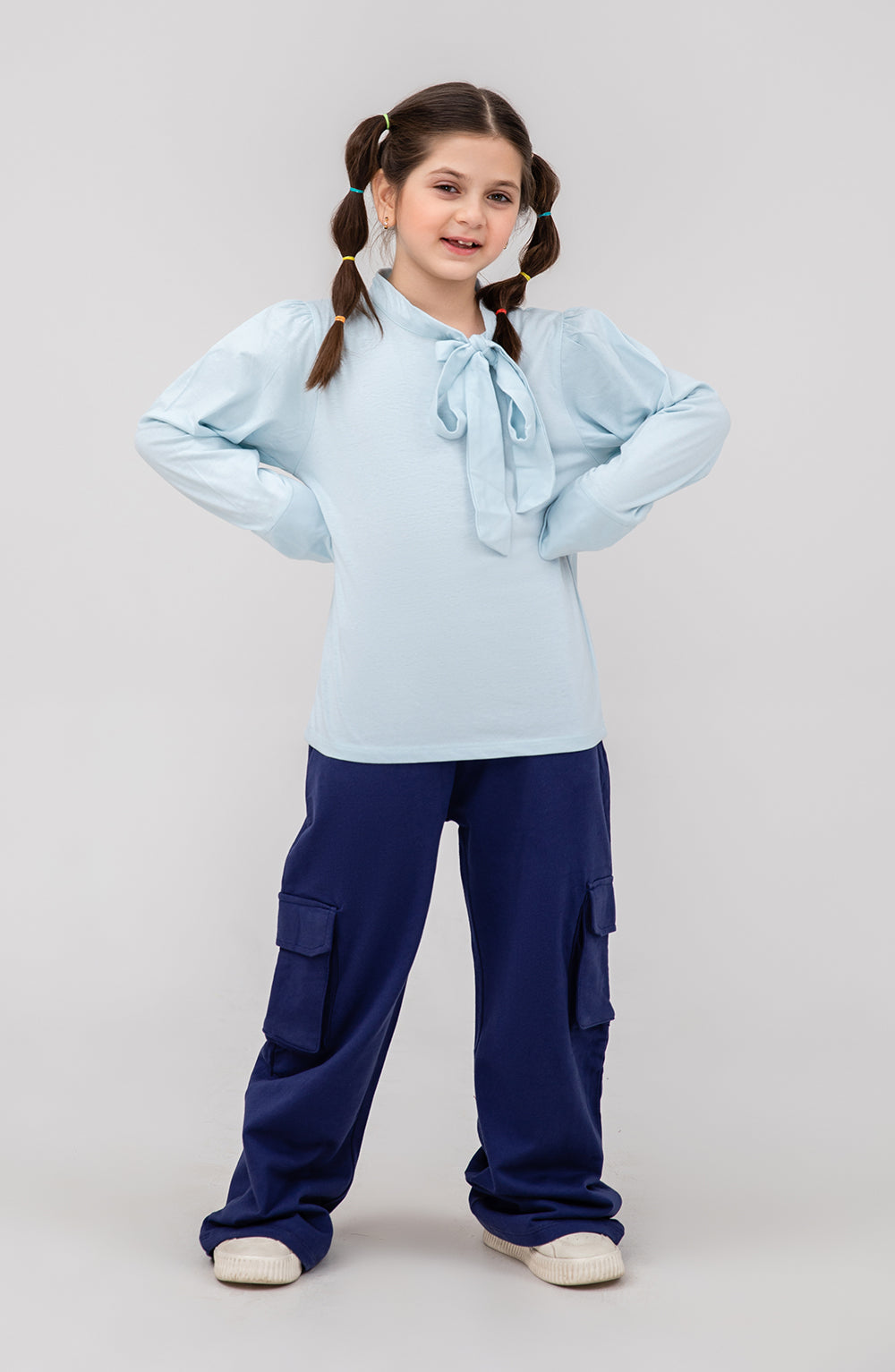 Girls Basic Shirt With Tie-GKT703125