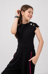 Girls Gold Buttons Bodysuit-GKT715325