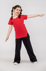 Girls Assymetrical Neckline Shirt-GKT719325