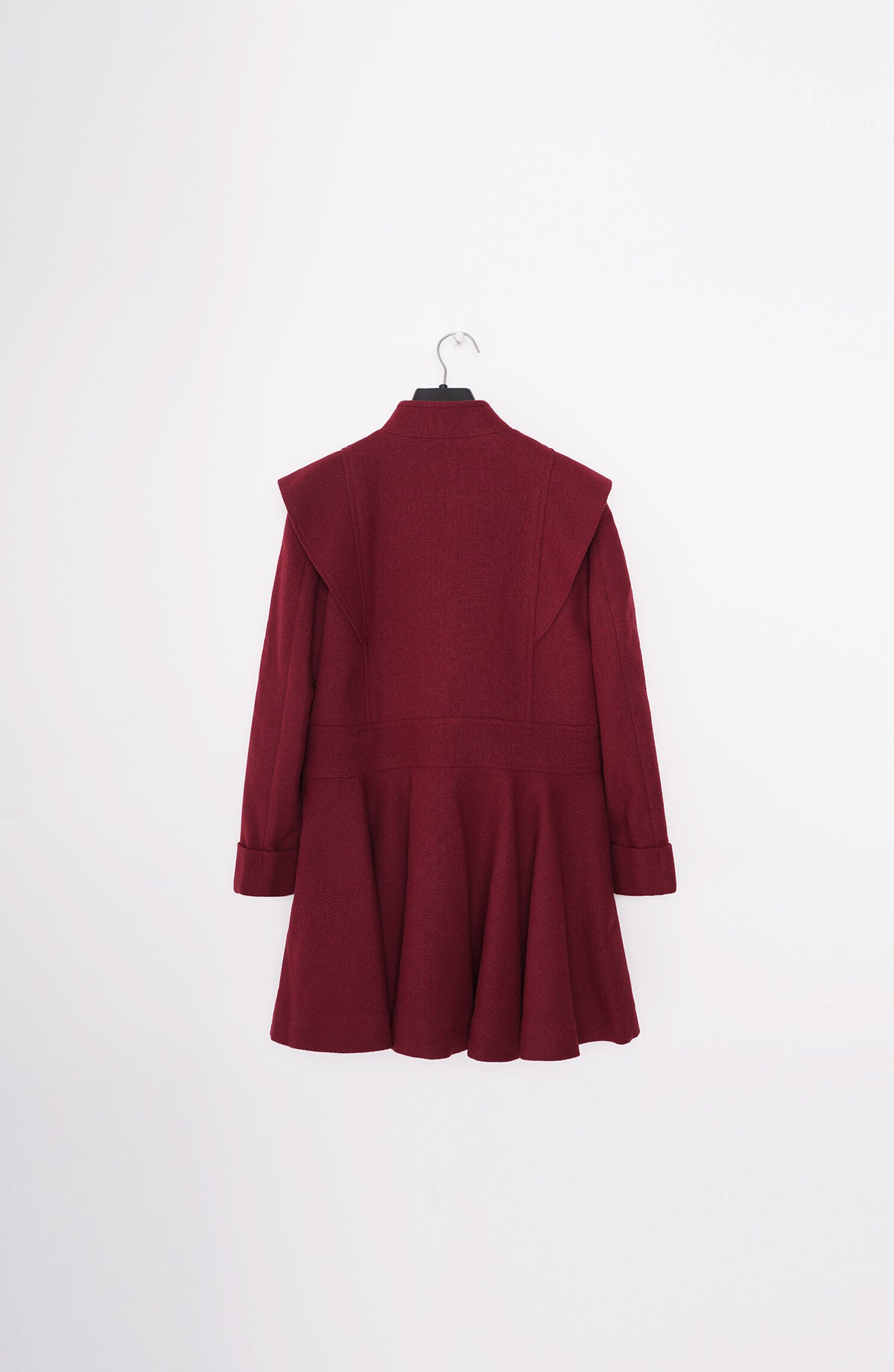 Dark Red Peplum Coat