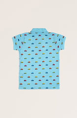 Infant Boys Car Print Polo-IBKP702125