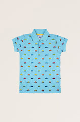 Infant Boys Car Print Polo-IBKP702125