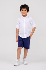 Infant Boys White And Blue Coord Set-IBWSU700125