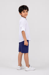 Infant Boys White And Blue Coord Set-IBWSU700125