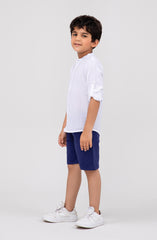Infant Boys White And Blue Coord Set-IBWSU700125