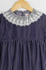 Grey Velvet Laced Dress
