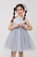 Infant Girls Grey Sequenced Dress-IGWD701125