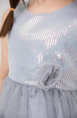 Infant Girls Grey Sequenced Dress-IGWD701125