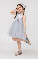 Infant Girls Grey Sequenced Dress-IGWD701125