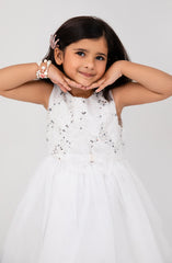 Infant Girls Sequenced White Dress-IGWD722325