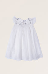 Infant Girls Wht Sequenced Embroidered Dress-IGWR700125