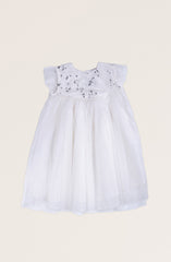 Infant Girls Wht Sequenced Embroidered Dress-IGWR700125