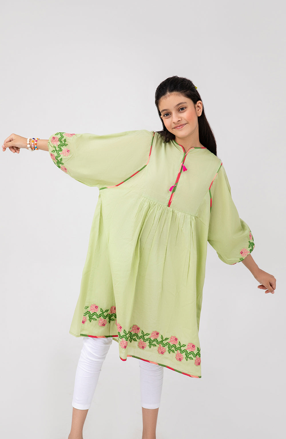 Girls Pink Rose 1 Piece Shirt-KPL700125