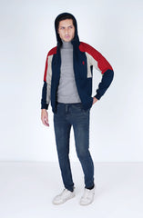 Color Block Zip Up Hoddie
