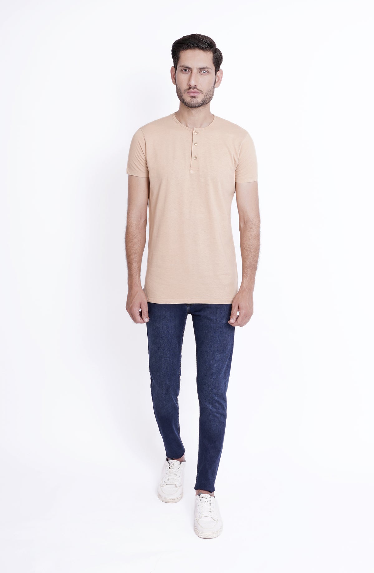 Henley Tee In Beige