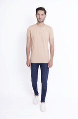 Henley Tee In Beige