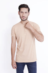 Henley Tee In Beige