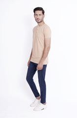 Henley Tee In Beige