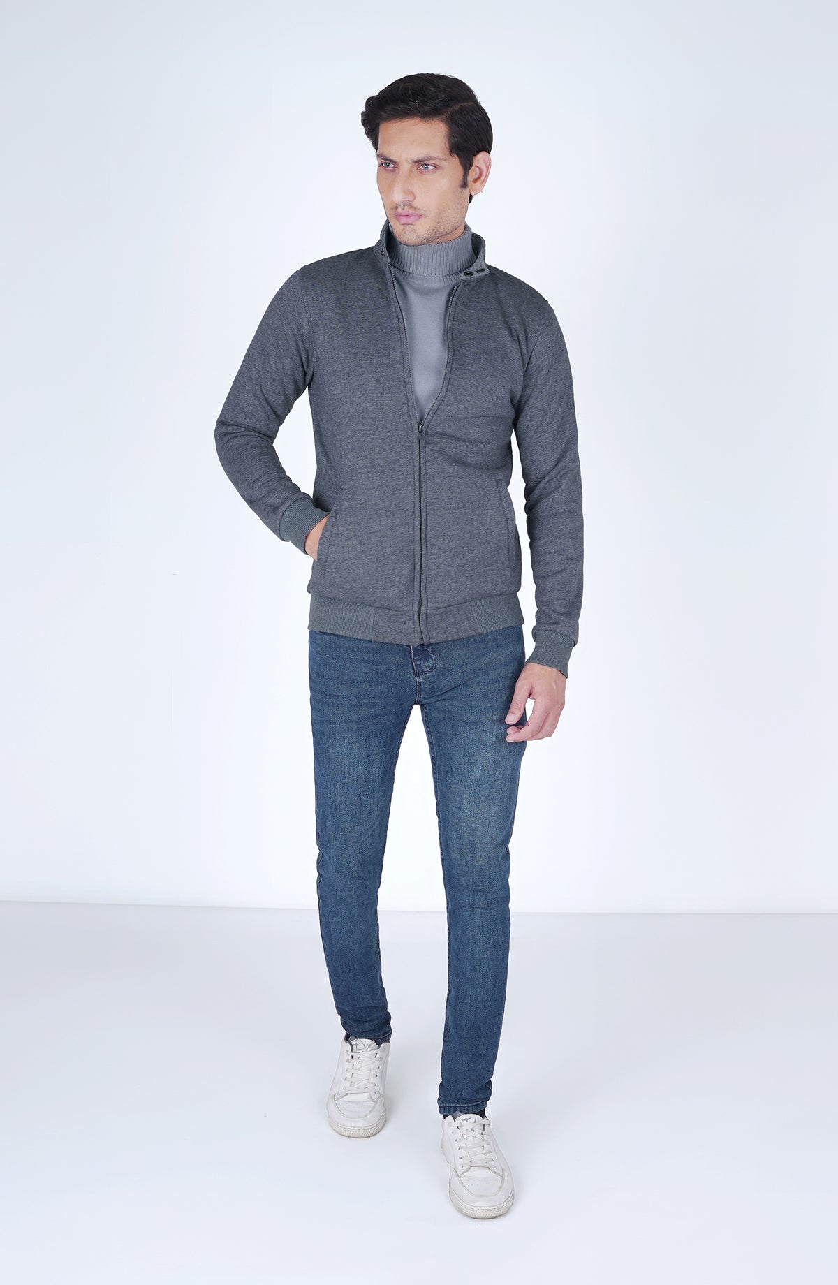 Zip Front Fleee Varsity Jacket