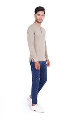 Crew Neck Henly With Front Opening