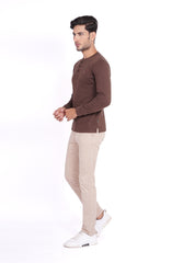 Crew Neck Henly With Front Opening