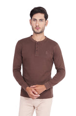 Crew Neck Henly With Front Opening