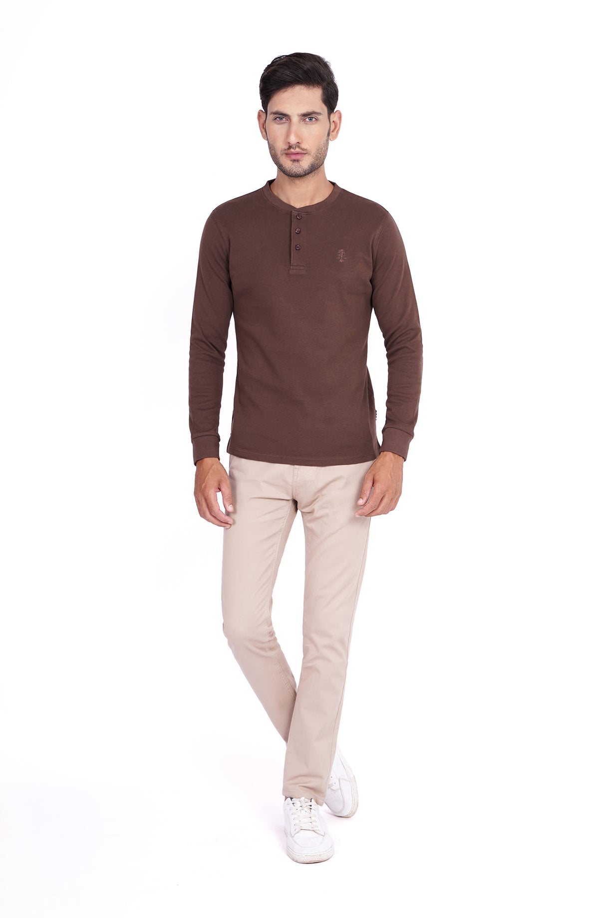 Crew Neck Henly With Front Opening