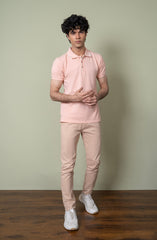 Polo Tee With Tipped Ribbing