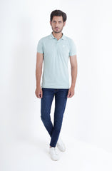 Polo Tee In Mint Blue