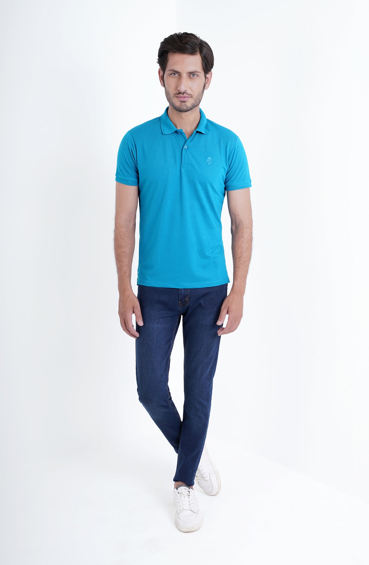 Polo Tee In Turquoise