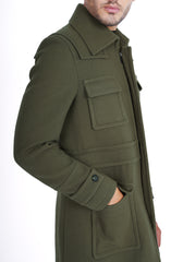 Green Military Trench Coat In Wool