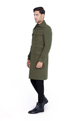 Green Military Trench Coat In Wool