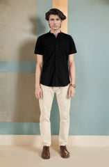 Band Collar Half Sleeves Shirt