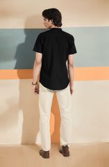 Band Collar Half Sleeves Shirt