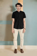 Band Collar Half Sleeves Shirt