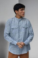 Band Collar Yarn Dyed Shirt