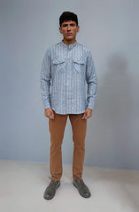 Band Collar Yarn Dyed Shirt